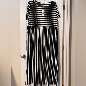 Striped Black and White Maxi Dress